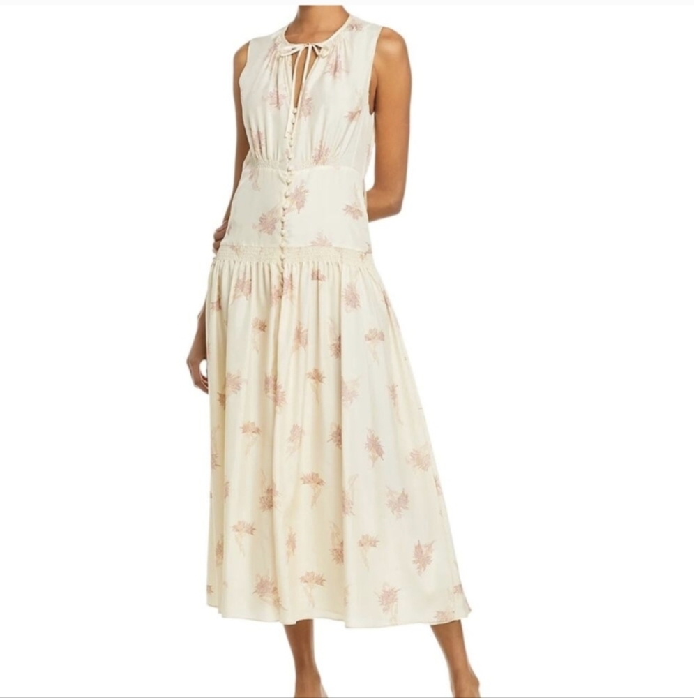 Rebecca Taylor Cream and Pink Floral Maxi Dress